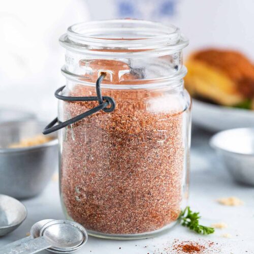 homemade bbq spice mix in glass jar