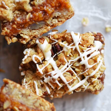 peach crumble bars recipe featured image