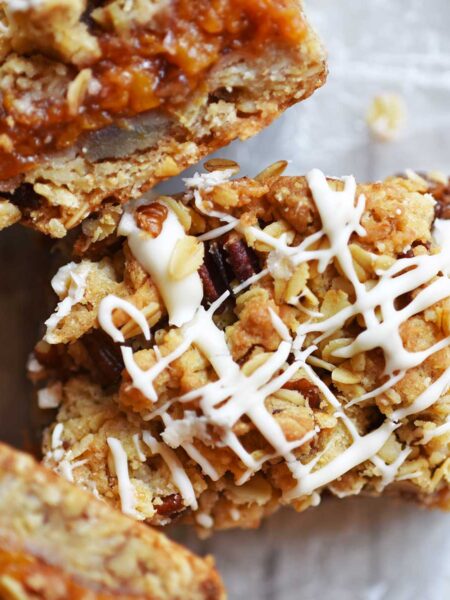 peach crumble bars recipe featured image
