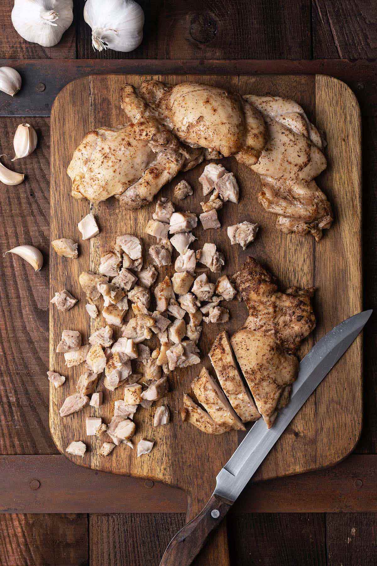 chopping chicken for butter chicken