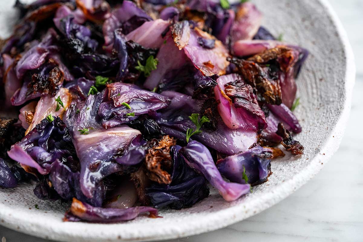 crispy roasted purple cabbage
