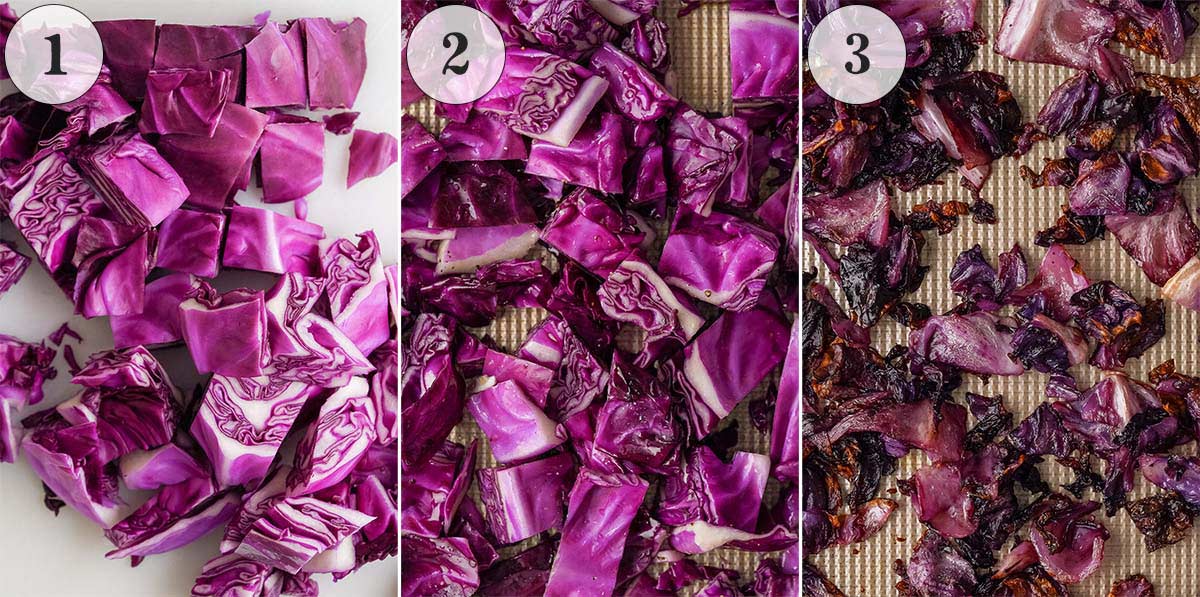 how to make roasted chopped red cabbage chips