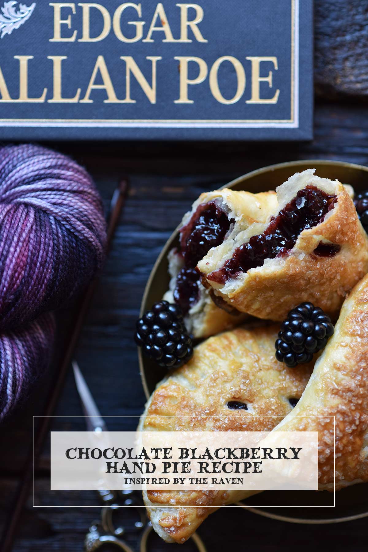chocolate blackberry hand pie recipe inspired by Poe's The Raven