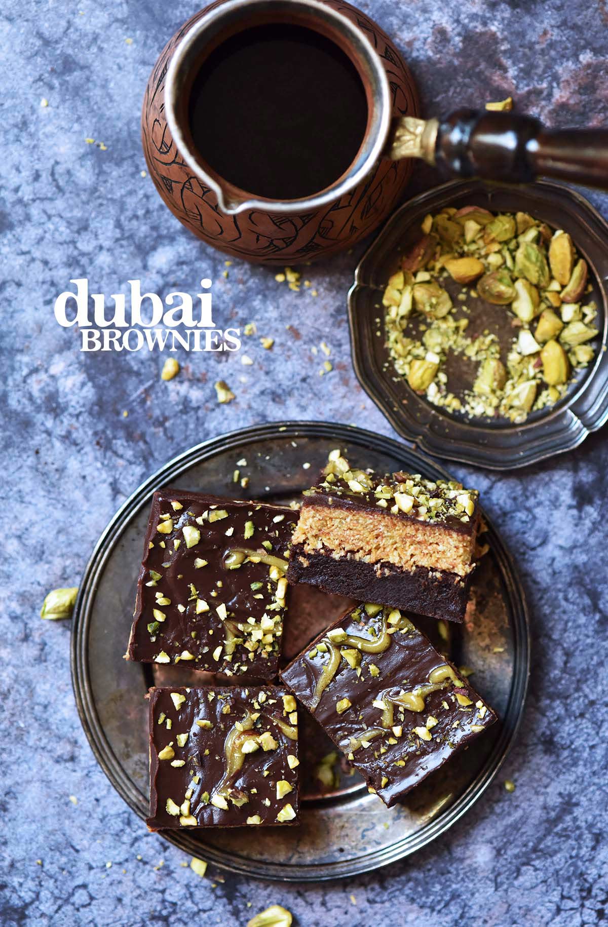 dubai chocolate brownies recipe pin