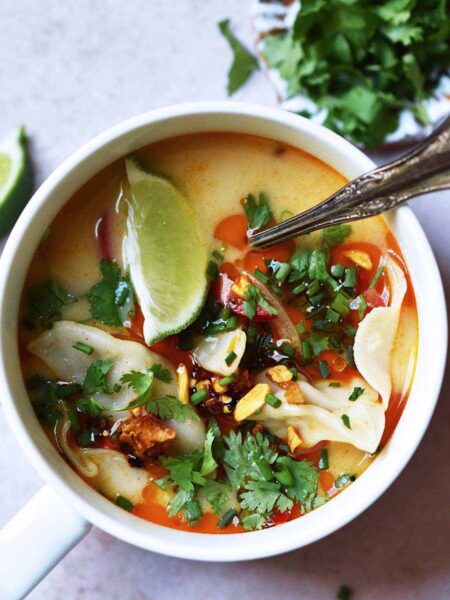 easy microwave potsticker soup recipe featured image