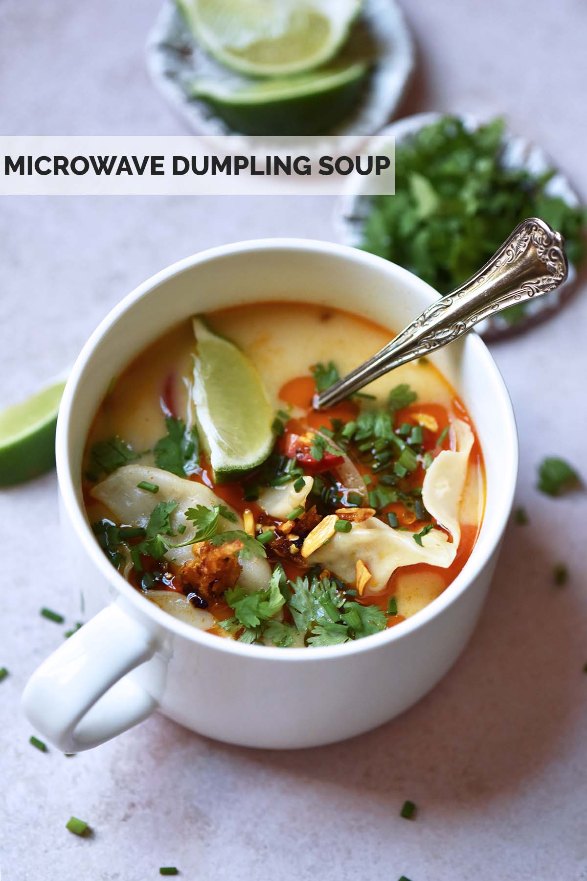 microwave soup with frozen dumplings inspired by the viral dumpling bake