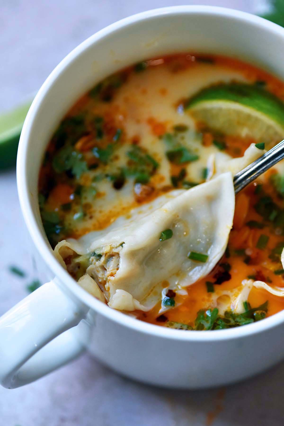 microwave soup with frozen dumplings