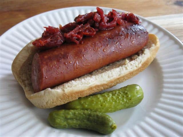 Picadilly Relish on Turkey Sausage