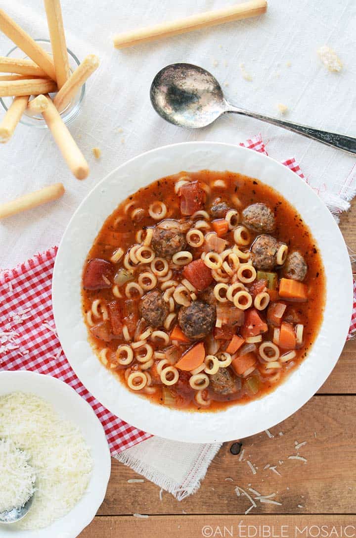 Spaghetti Ring and Meatball Soup Recipe - An Edible Mosaic™