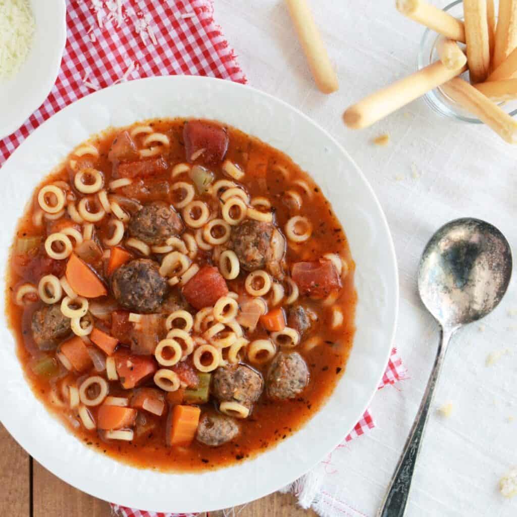 Spaghetti Ring and Meatball Soup Recipe - An Edible Mosaic™