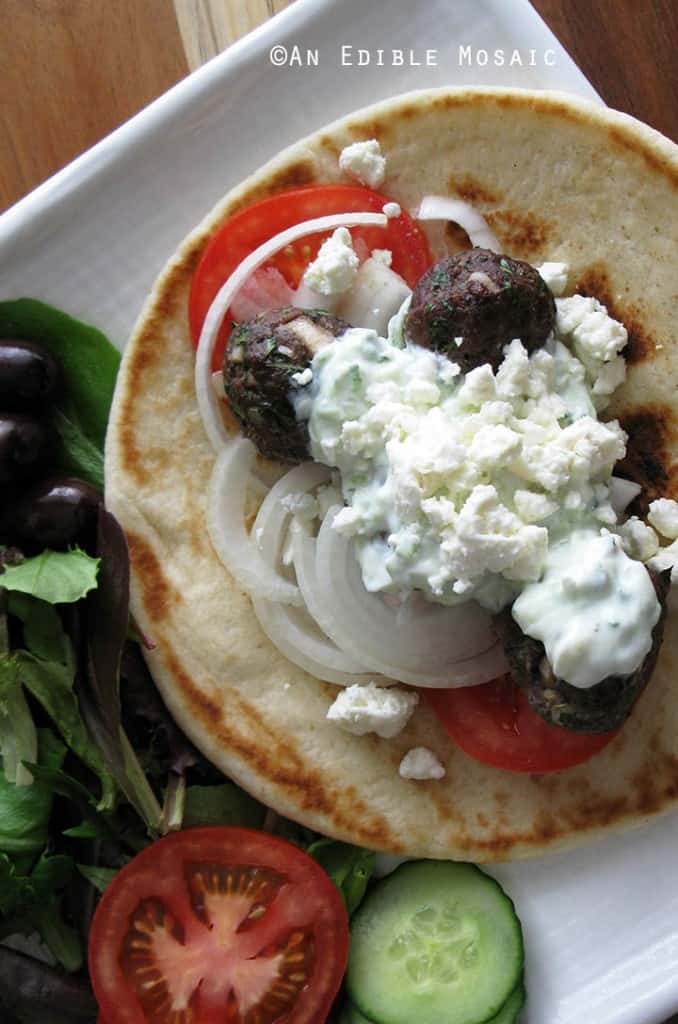 Kebab Meatballs Served Gyro-Style - An Edible Mosaic™