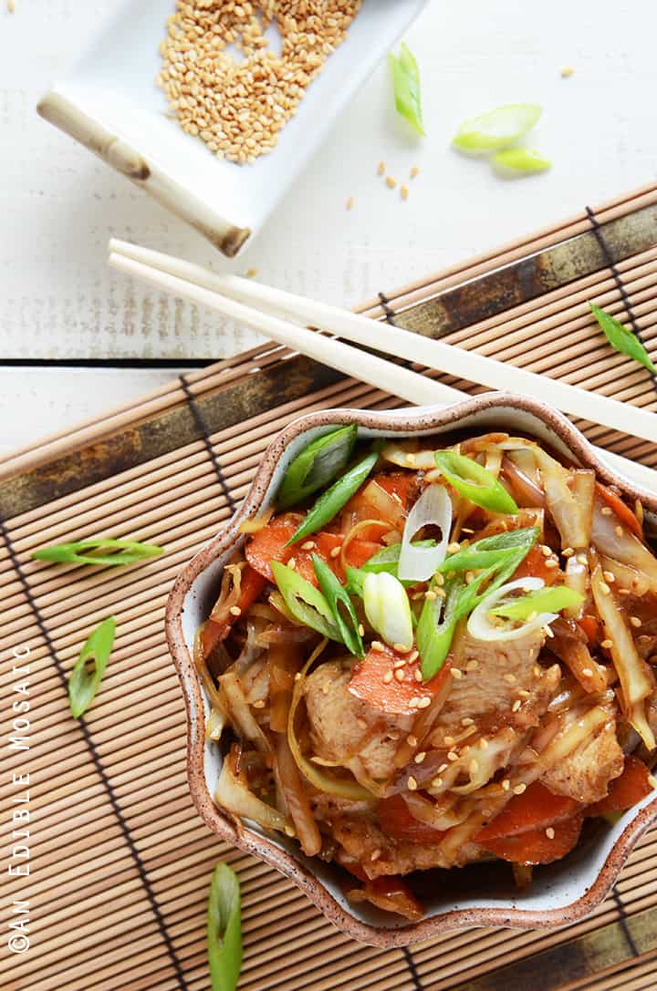 Cabbage, Carrot, and Chicken Stir-Fry - An Edible Mosaic™