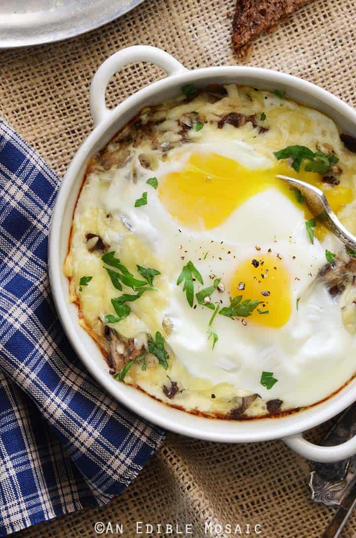 Baked Eggs with Mushrooms and Cheese for Breakfast Anytime - An Edible