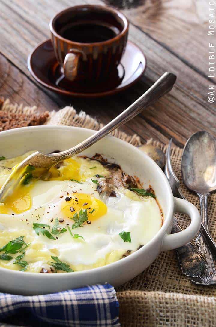 Baked Eggs with Mushrooms and Cheese for Breakfast Anytime - An Edible