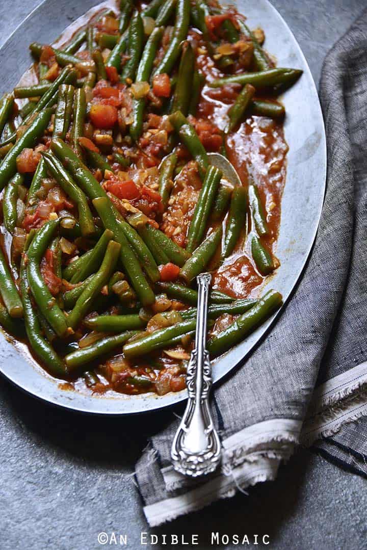 Middle Eastern Spiced Green Beans with Olive Oil and Tomato (Loubieh bil Zayt) An Edible Mosaic™