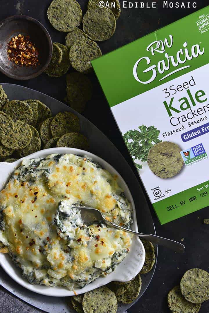 Warm Cheesy Garlic and Kale Dip An Edible Mosaic™