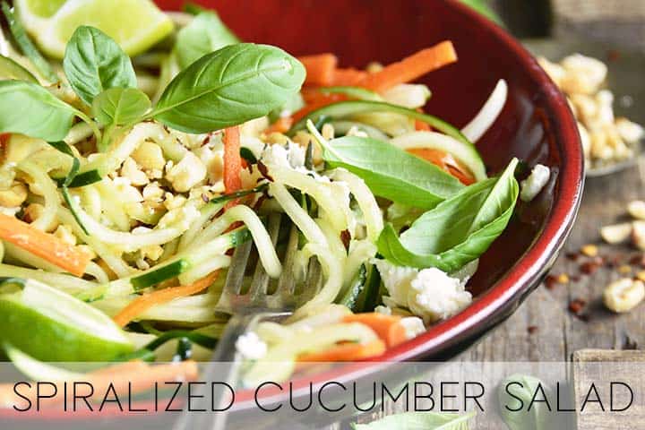 Spiralized Cucumber Salad with Ginger Miso Dressing