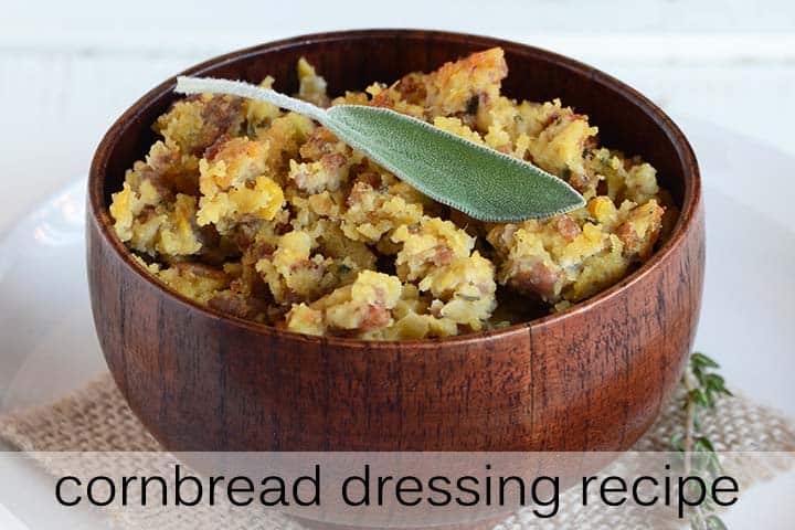 Cornbread Stuffing (aka Dressing) with Turkey Sausage and Sage