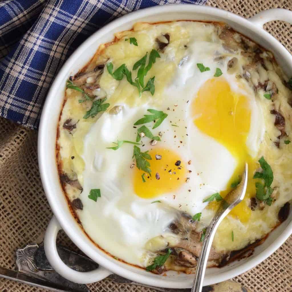 Baked Eggs with Mushrooms and Cheese for Breakfast Anytime - An Edible