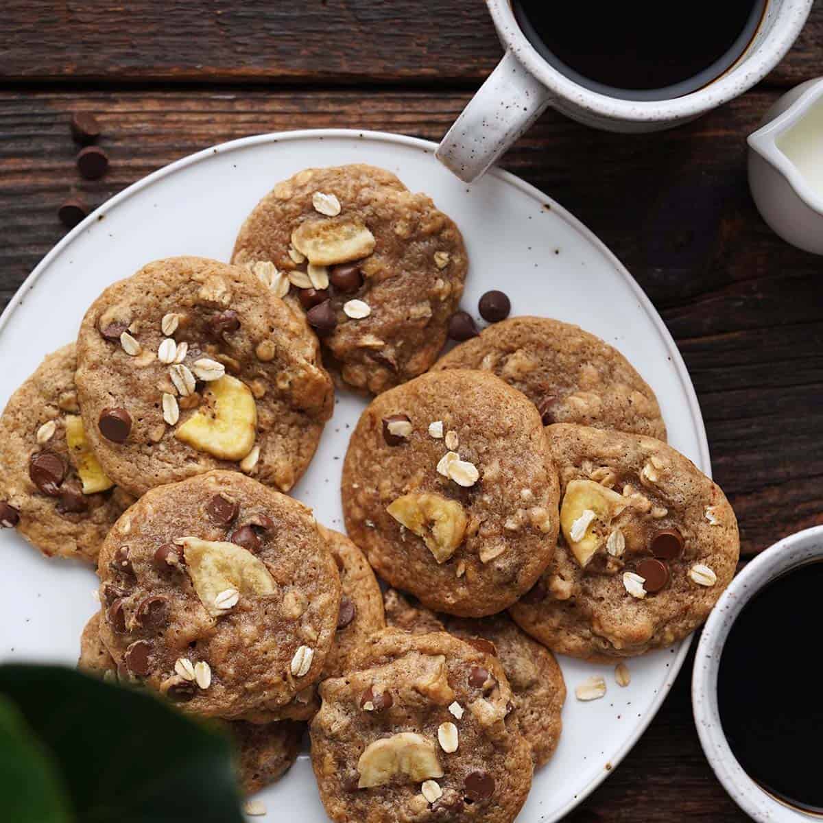Easy 1Bowl Chewy Double Banana Chocolate Chip Cookies Recipe An