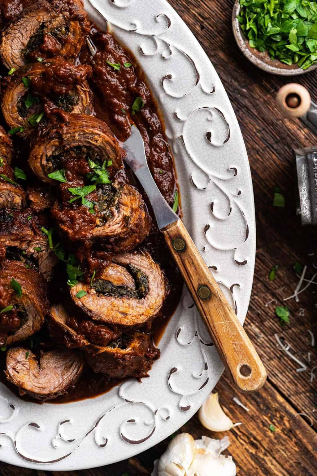 Italian Beef Braciole Recipe with Spinach and Provolone {video} An