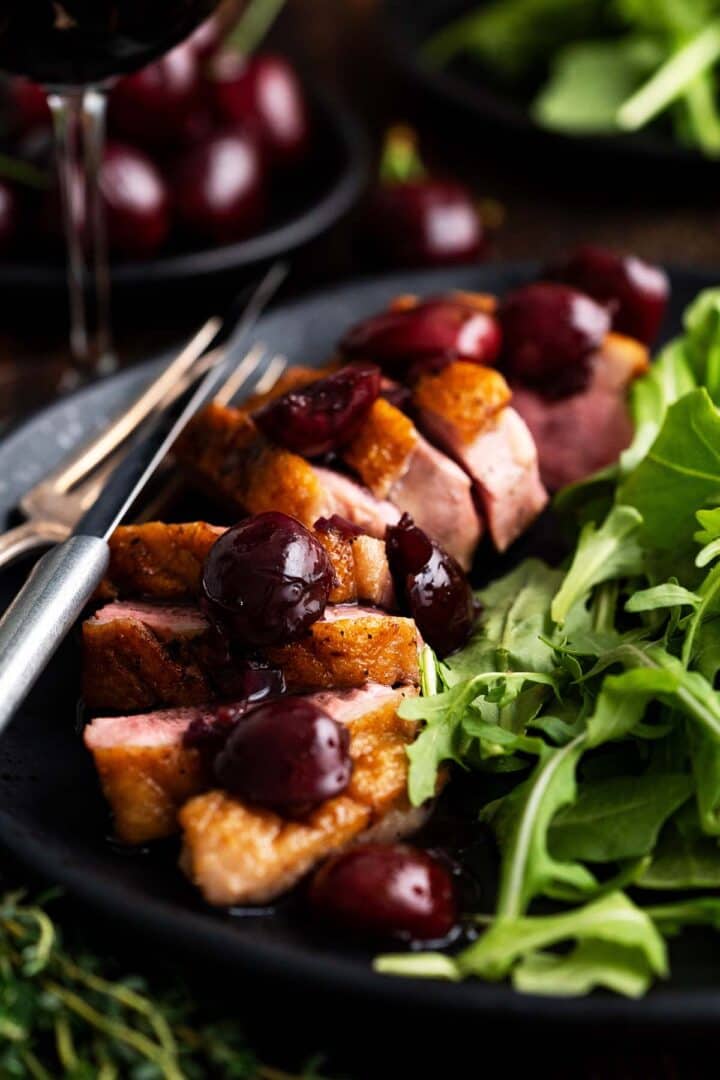Pan Seared Duck Breast Recipe with Cherry Sauce - An Edible Mosaic™