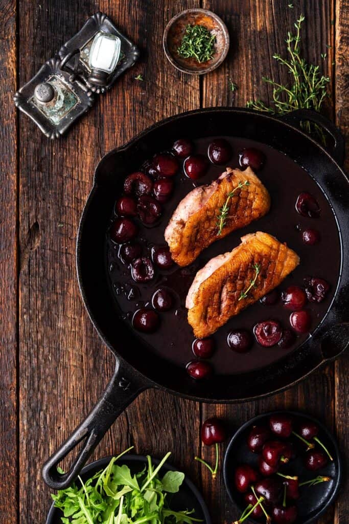 Pan Seared Duck Breast Recipe with Cherry Sauce - An Edible Mosaic™