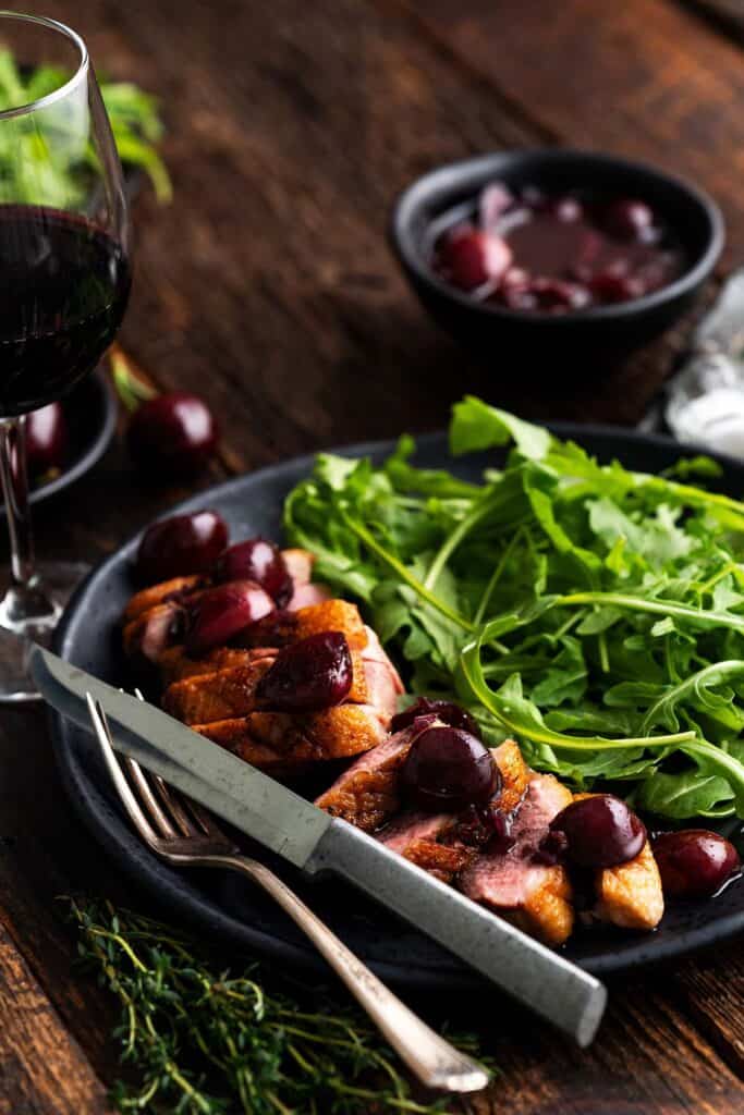 Pan Seared Duck Breast Recipe with Cherry Sauce - An Edible Mosaic™